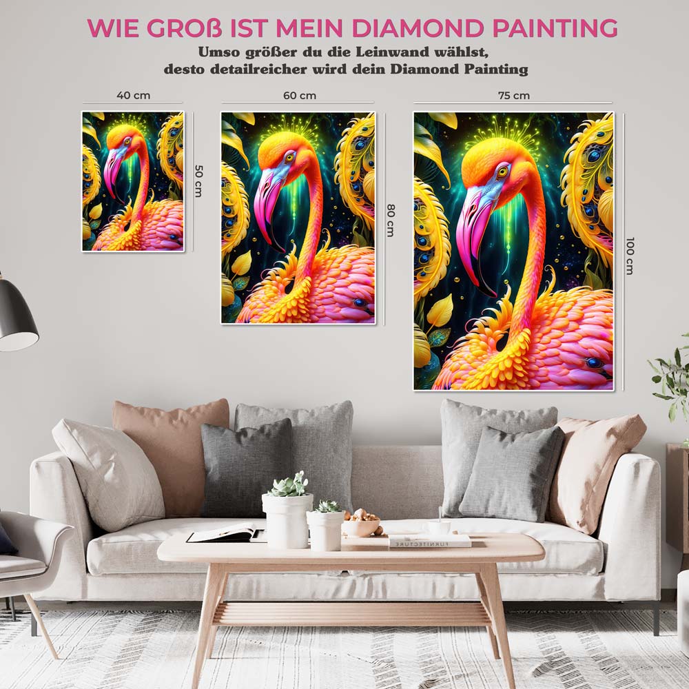 5D Diamond Painting AB Steine Flamingo mit 100 Farben, Unique-Diamond