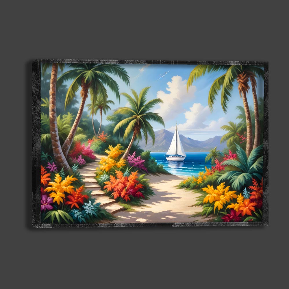 5D Diamond Painting AB Steine Tropical Beach mit 100 Farben, Unique-Diamond