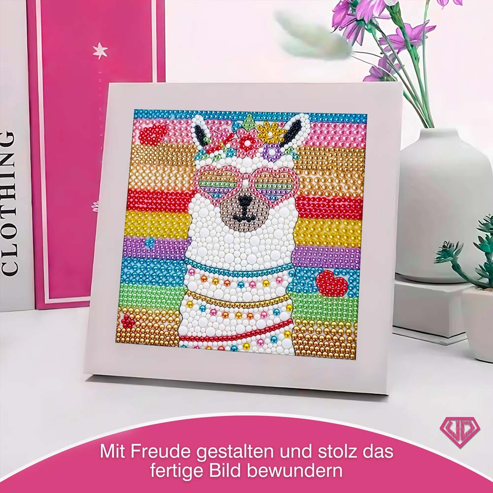 5D Diamond Painting Party-Alpaka Coco mit Strasssteinchen, Unique-Diamond