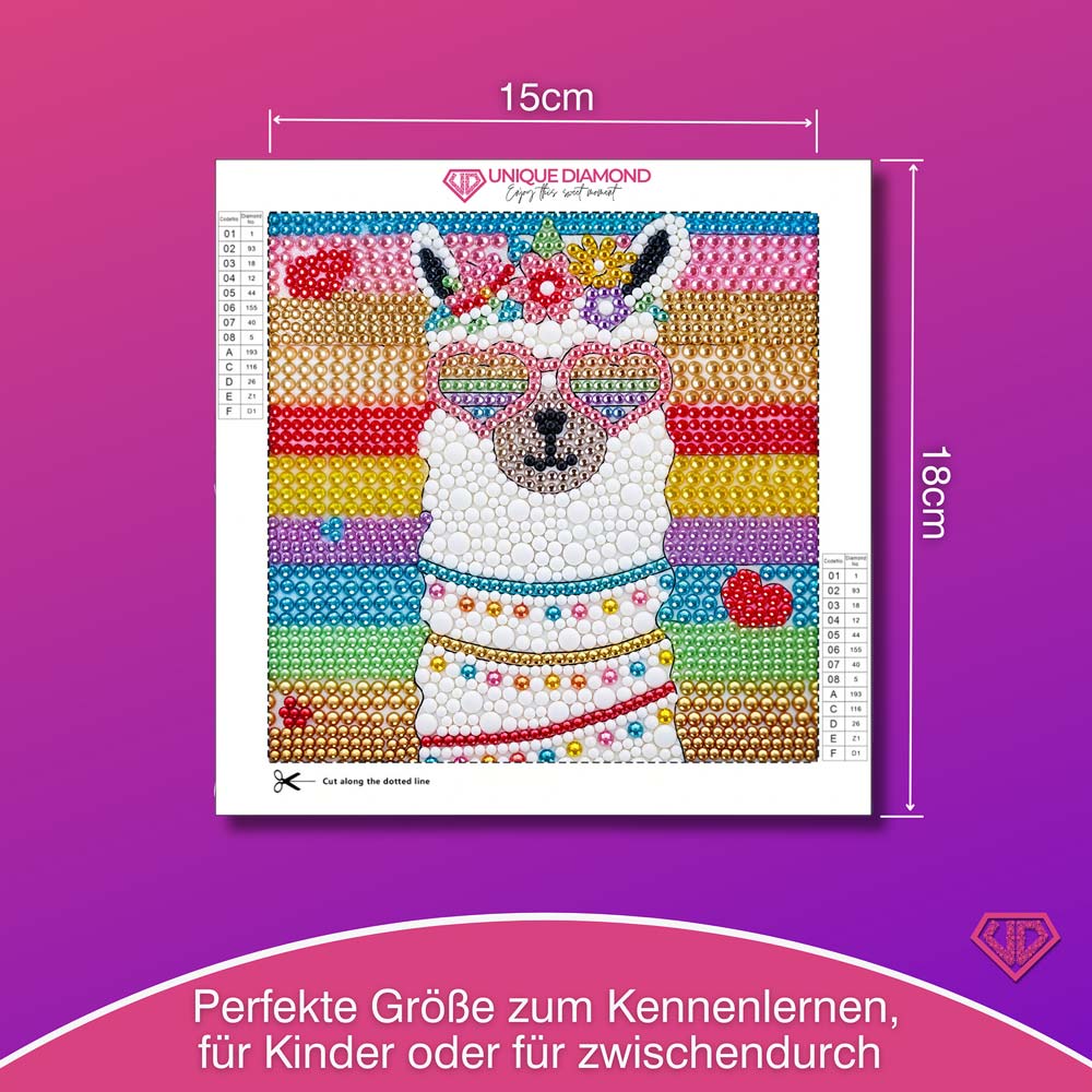 5D Diamond Painting Party-Alpaka Coco mit Strasssteinchen, Unique-Diamond