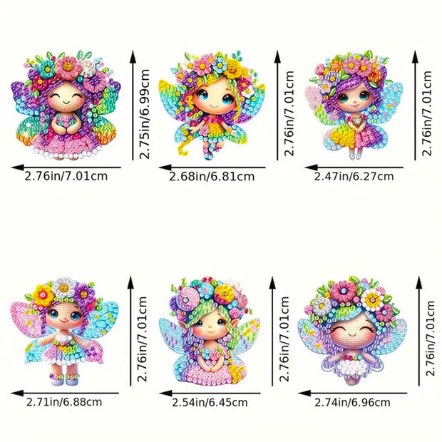 5D Diamond Painting Anhänger – Feenzauber und Blütenglück 6 Stück