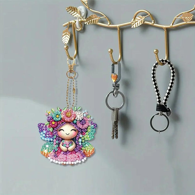 5D Diamond Painting Anhänger – Feenzauber und Blütenglück 6 Stück