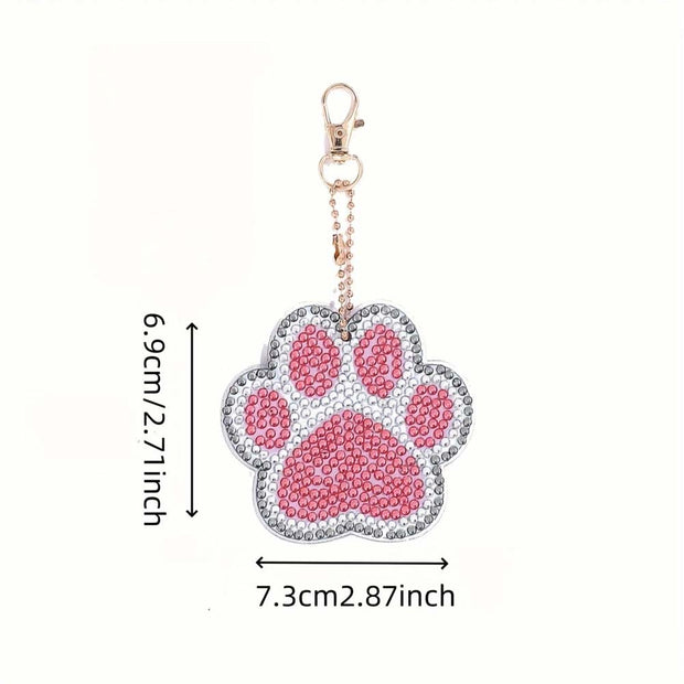 5D Diamond Painting Anhänger – Pfotenabdrücke im Glitzerlook 6 Stück, Unique-Diamond