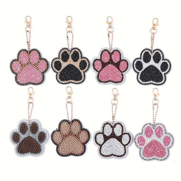 5D Diamond Painting Anhänger – Pfotenabdrücke im Glitzerlook 6 Stück, Unique-Diamond