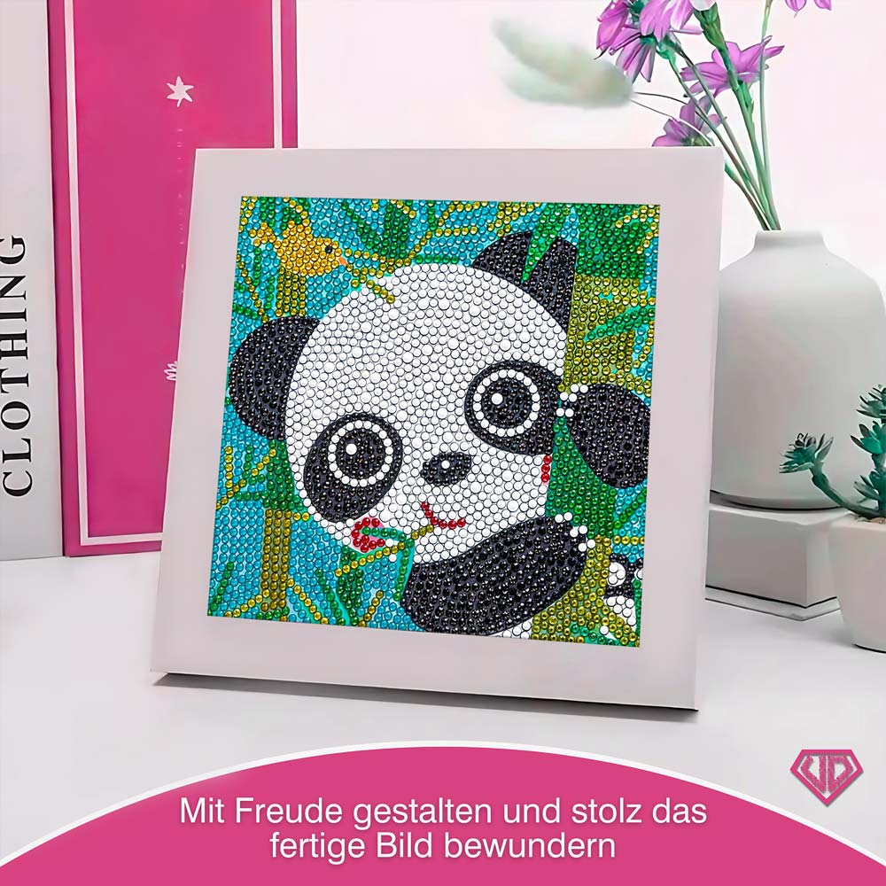 5D Diamond Painting Bambini der Bambus-Panda mit Strasssteinchen, Unique-Diamond