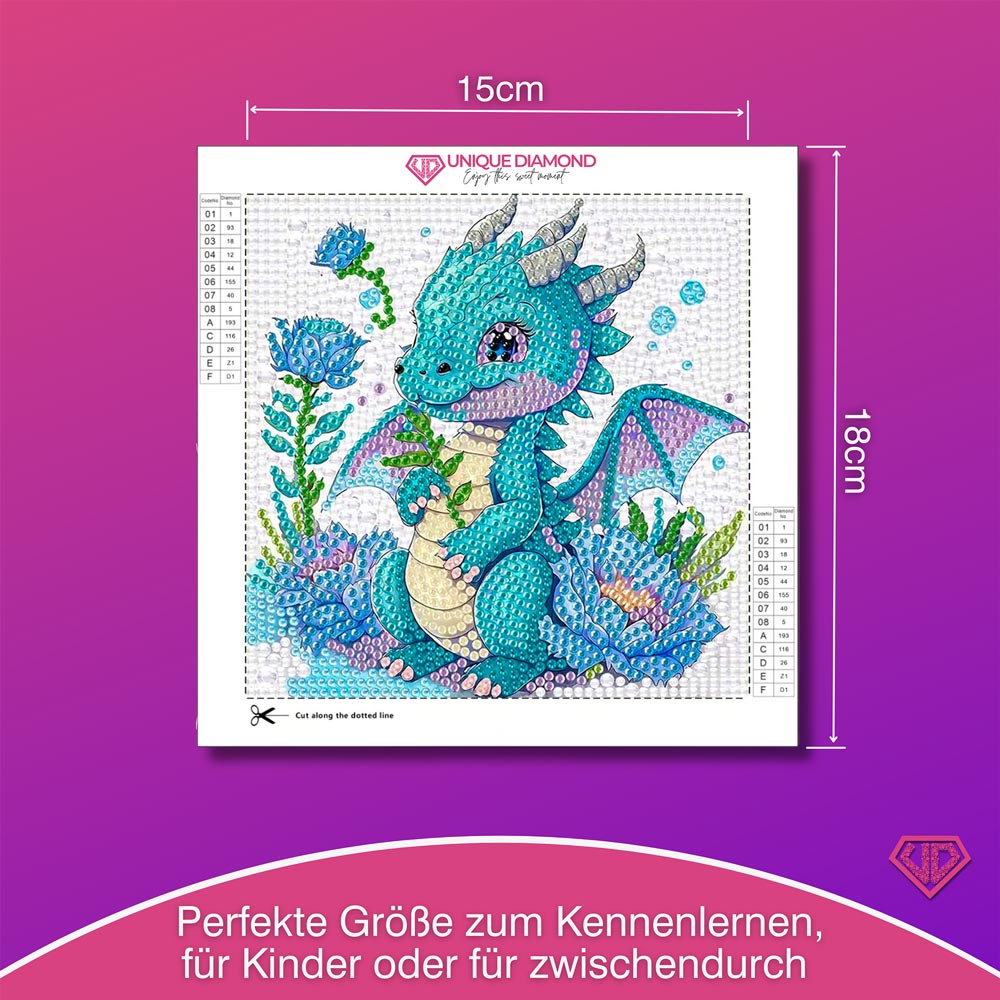 5D Diamond Painting Blüten-Drache Lumi mit Strasssteinchen, Unique-Diamond