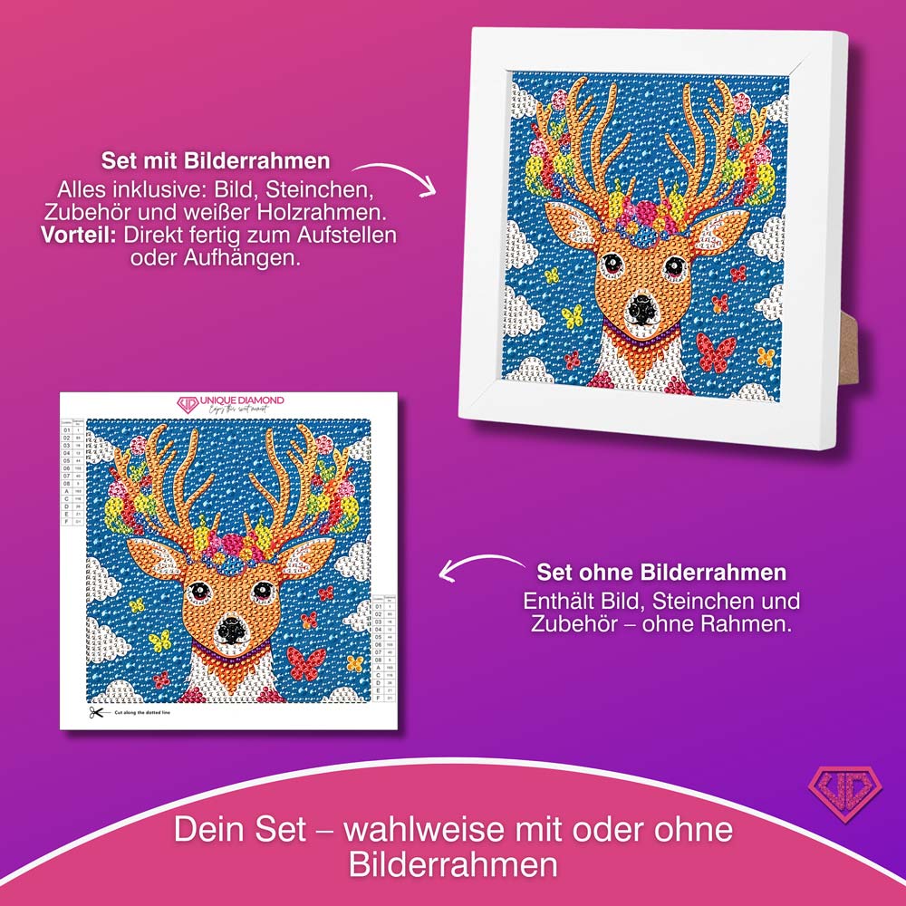 5D Diamond Painting Blütenkönig des Waldes mit Strasssteinchen