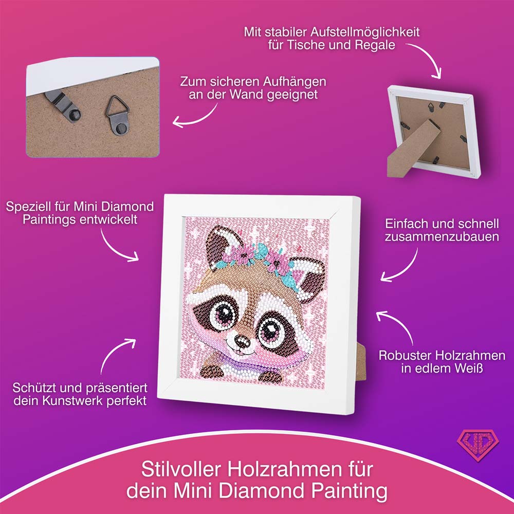5D Diamond Painting Blütenwaschbär Momo mit Strasssteinchen, Unique-Diamond