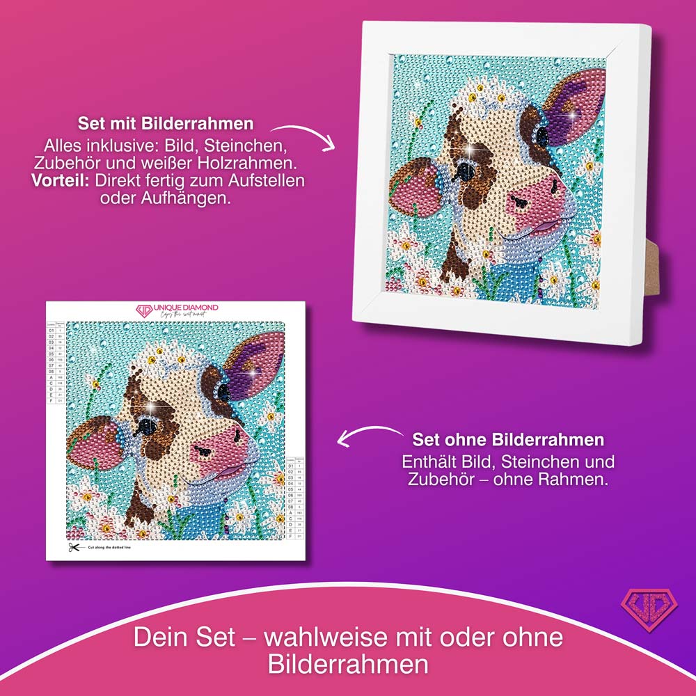 5D Diamond Painting Blumenkalb Fleurchen mit Strasssteinchen, Unique-Diamond