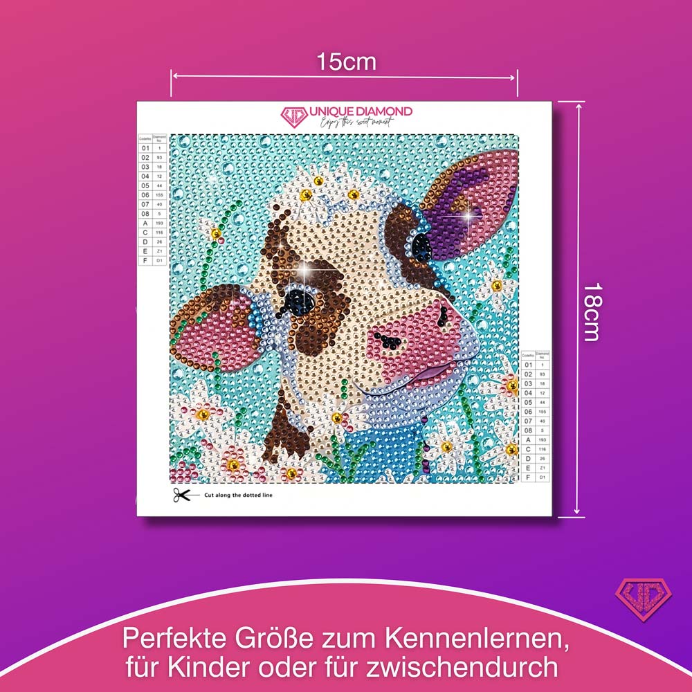 5D Diamond Painting Blumenkalb Fleurchen mit Strasssteinchen, Unique-Diamond