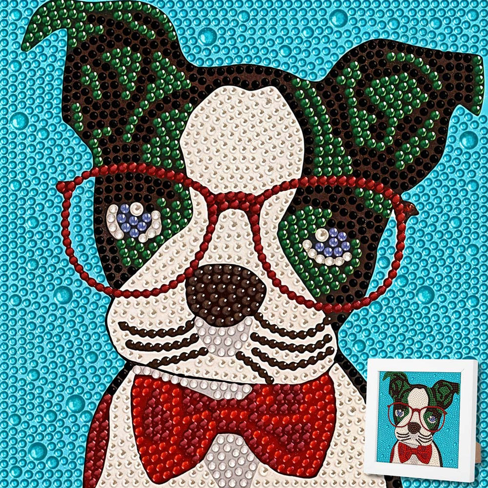 5D Diamond Painting Brillenhund Sir Henry mit Strasssteine, Unique-Diamond