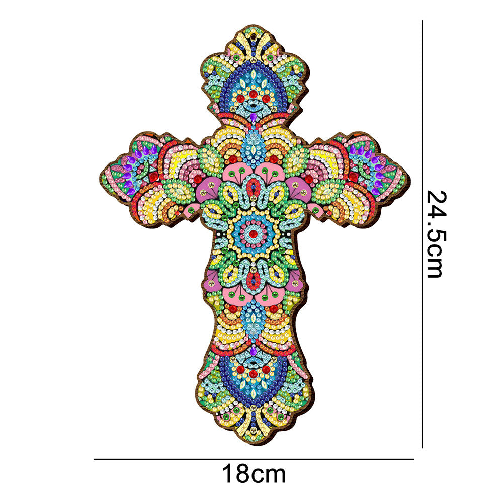 5D Diamond Painting Dekoanhänger Kreuz Blumen, Unique-Diamond