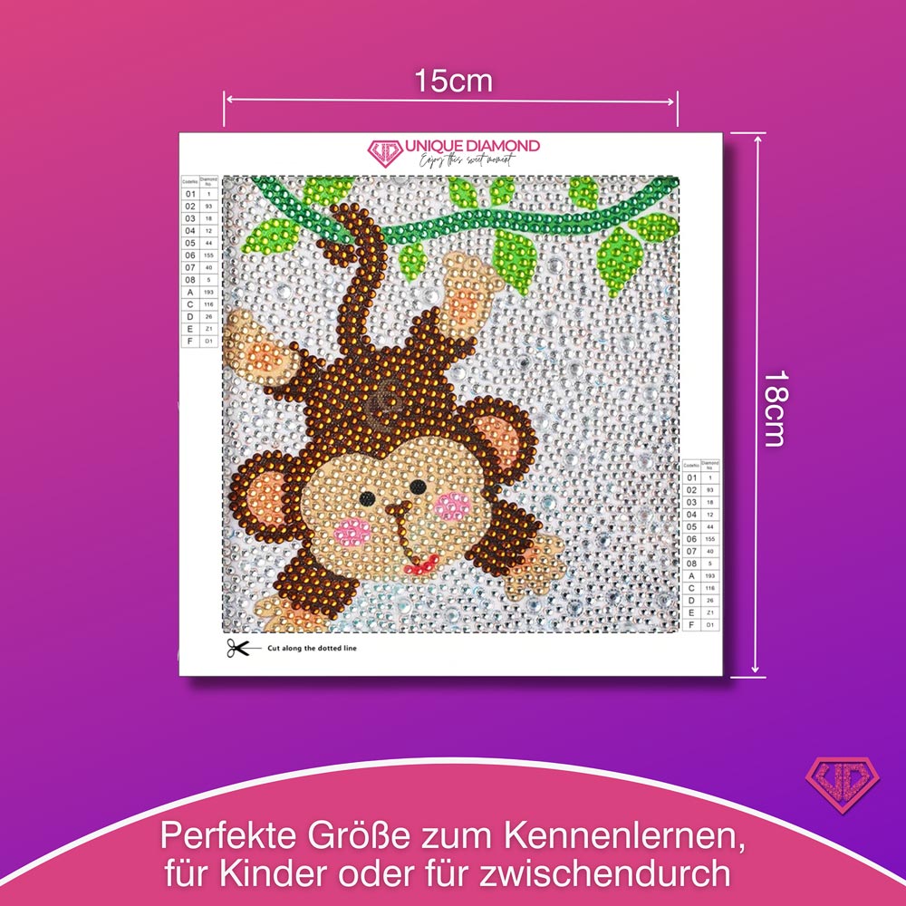 5D Diamond Painting Dschungelspaß mit Chico mit Strasssteinchen, Unique-Diamond