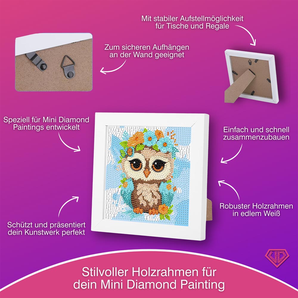 5D Diamond Painting Eulchen Livia im Blütenzauber mit Strasssteinchen, Unique-Diamond