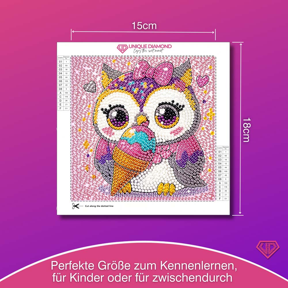 5D Diamond Painting Eule und Eis mit Strasssteinchen, Unique-Diamond
