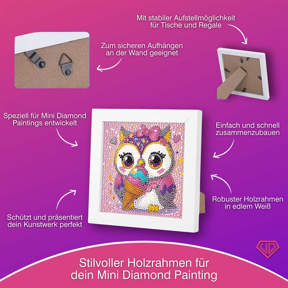 5D Diamond Painting Eule und Eis mit Strasssteinchen, Unique-Diamond