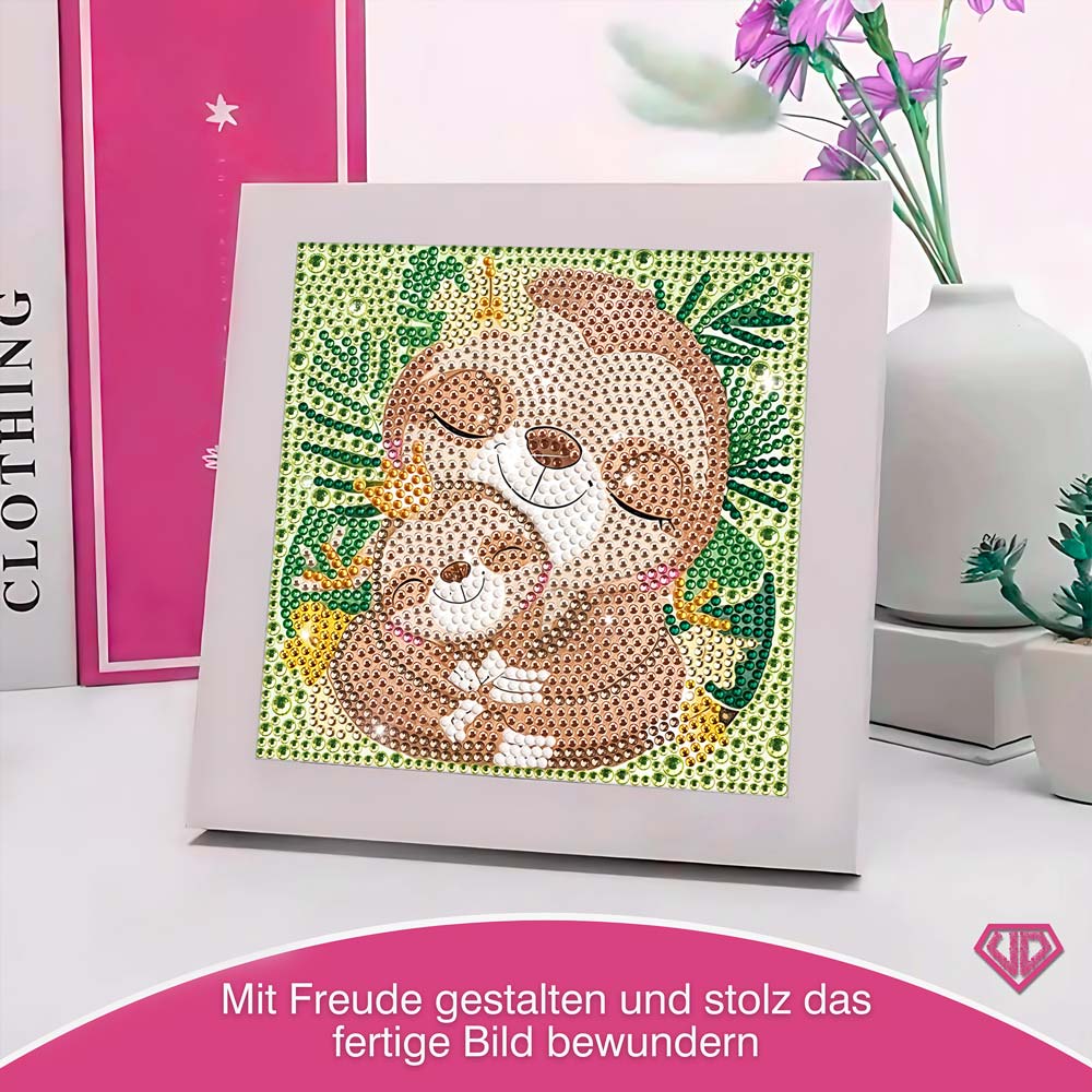 5D Diamond Painting Faultierliebe Mila & Momo mit Strasssteinchen, Unique-Diamond