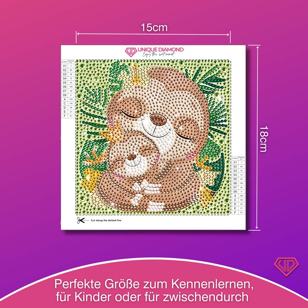 5D Diamond Painting Faultierliebe Mila & Momo mit Strasssteinchen, Unique-Diamond