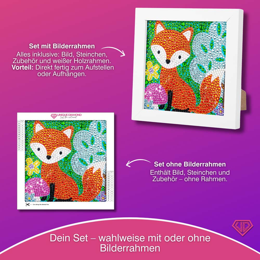 5D Diamond Painting Finn der Waldfuchs mit Strasssteinchen, Unique-Diamond