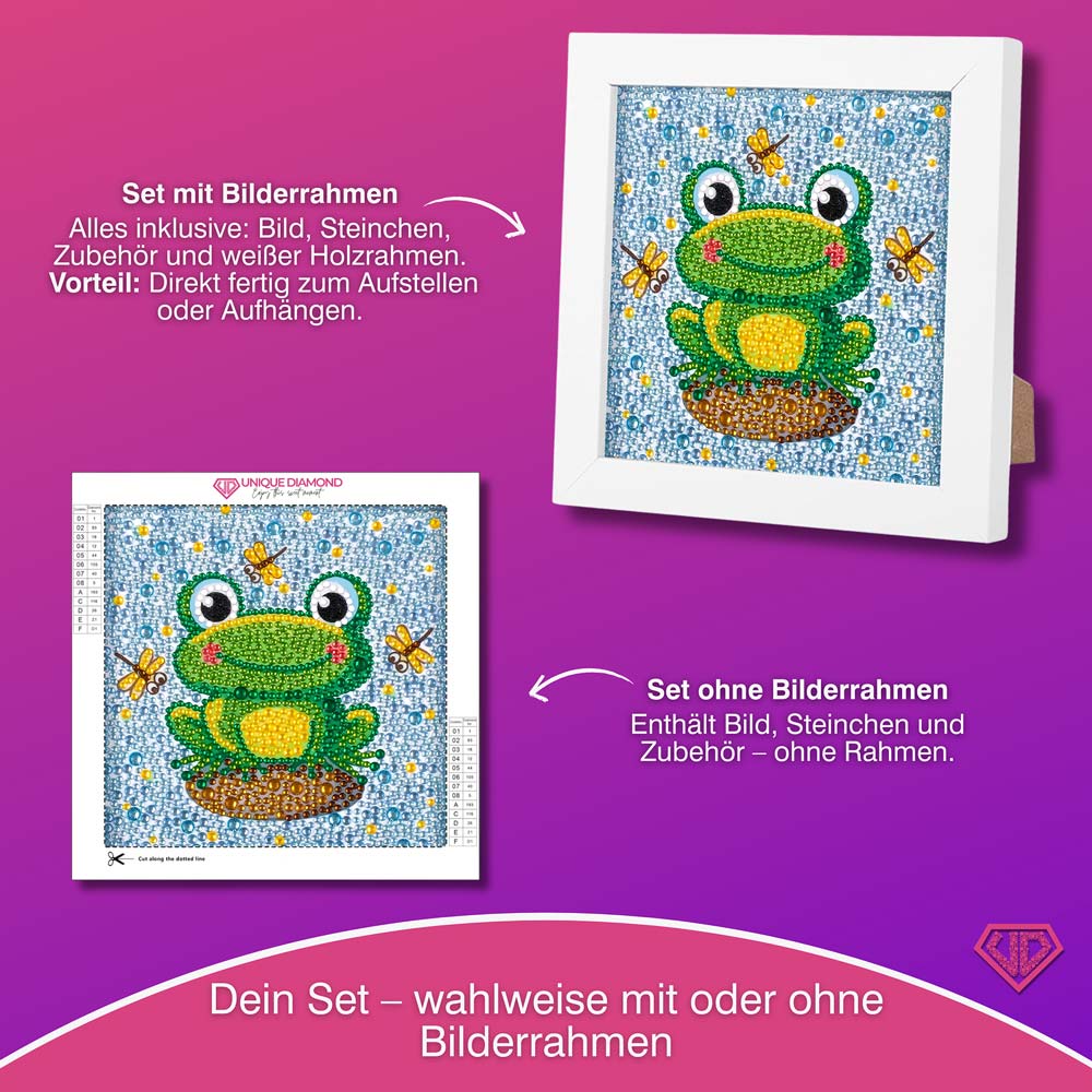 5D Diamond Painting Fridolin der Froschkönig mit Strasssteinchen, Unique-Diamond