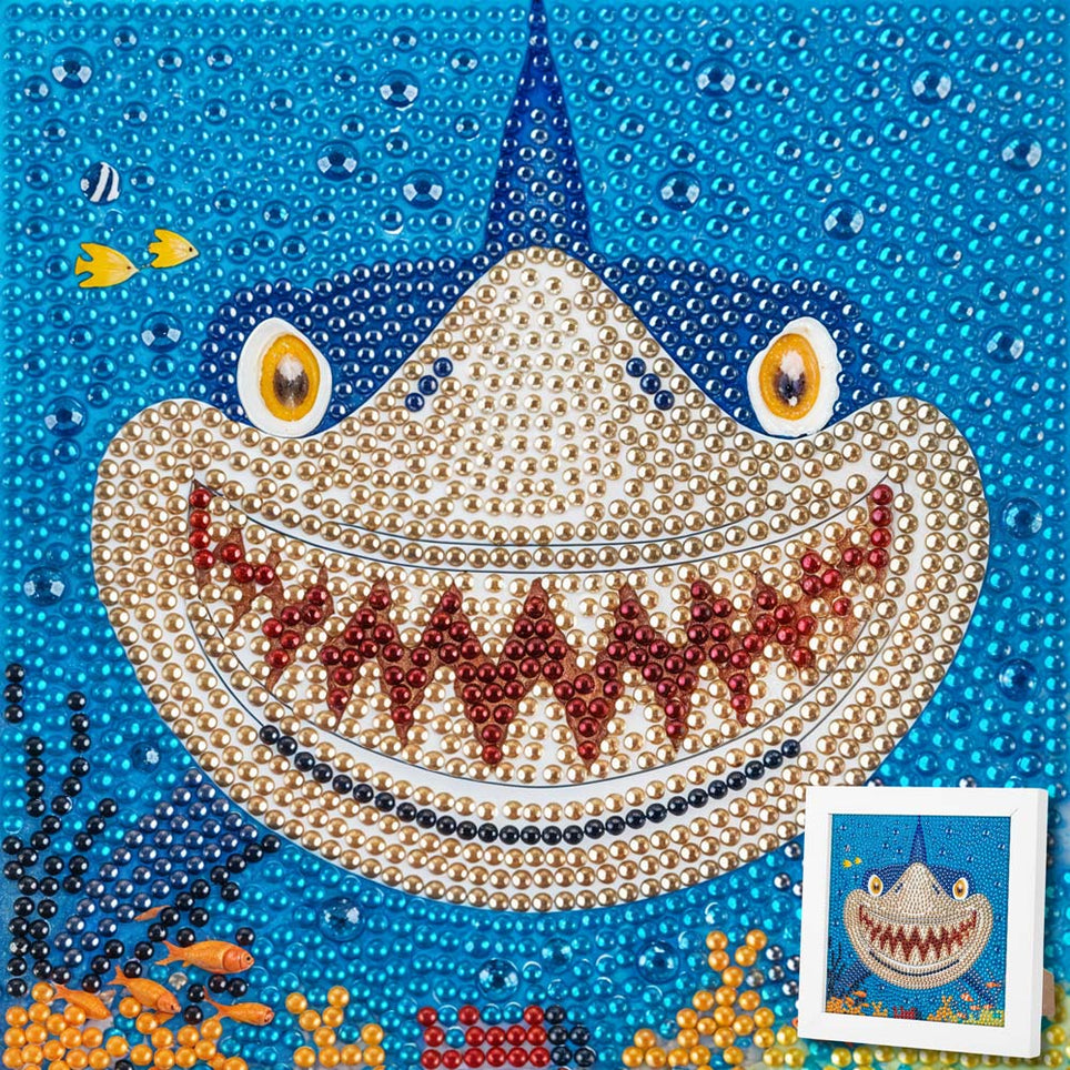 5D Diamond Painting Hai mit Strasssteinchen, Unique-Diamond