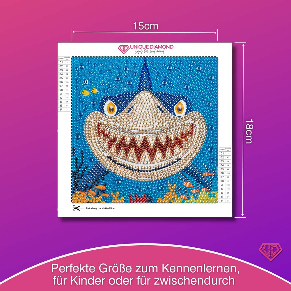 5D Diamond Painting Hai mit Strasssteinchen, Unique-Diamond