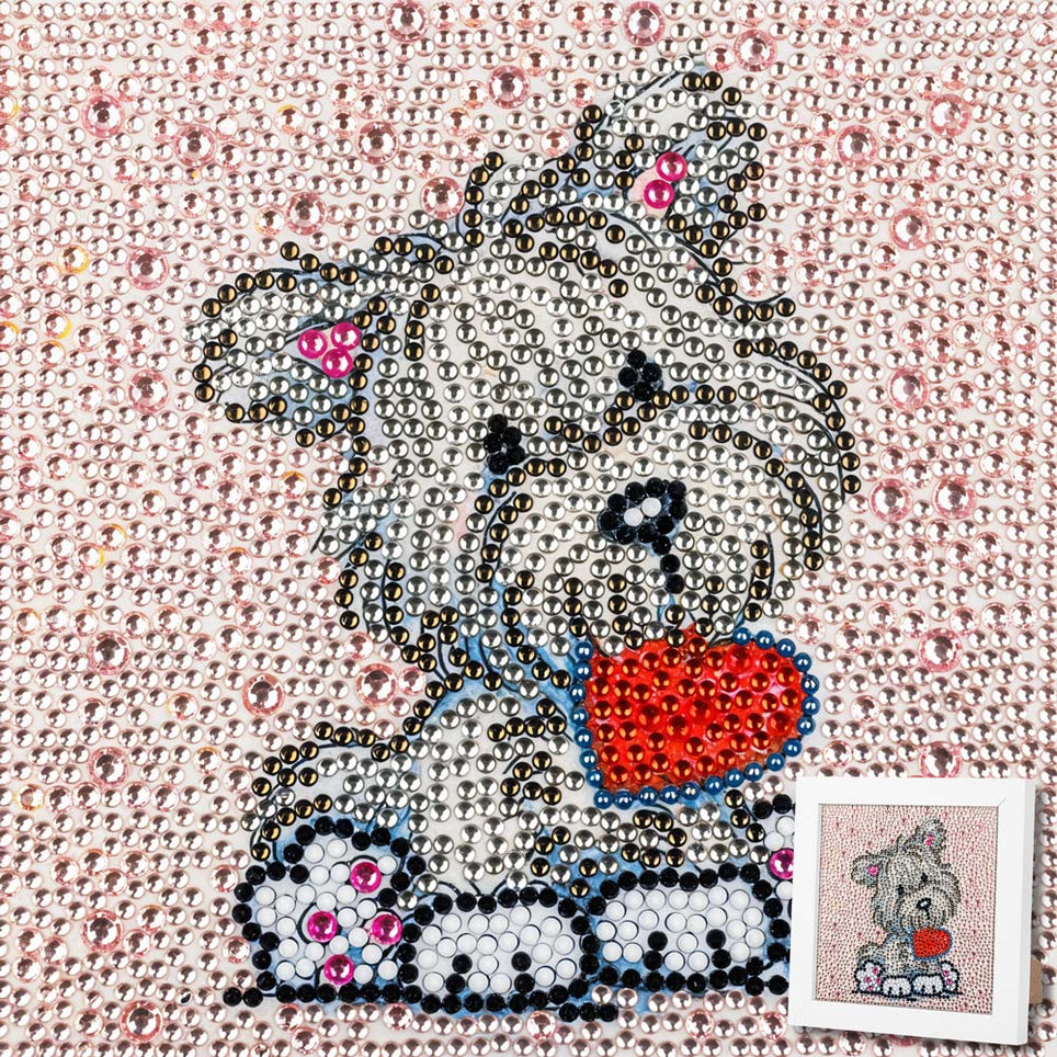 5D Diamond Painting Herz-Hündchen Benny Strasssteine, Unique-Diamond
