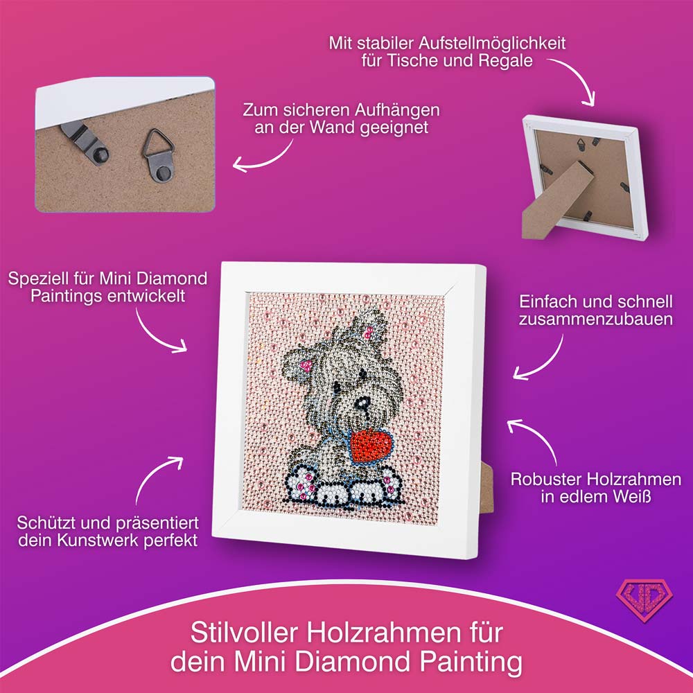 5D Diamond Painting Herz-Hündchen Benny Strasssteine, Unique-Diamond