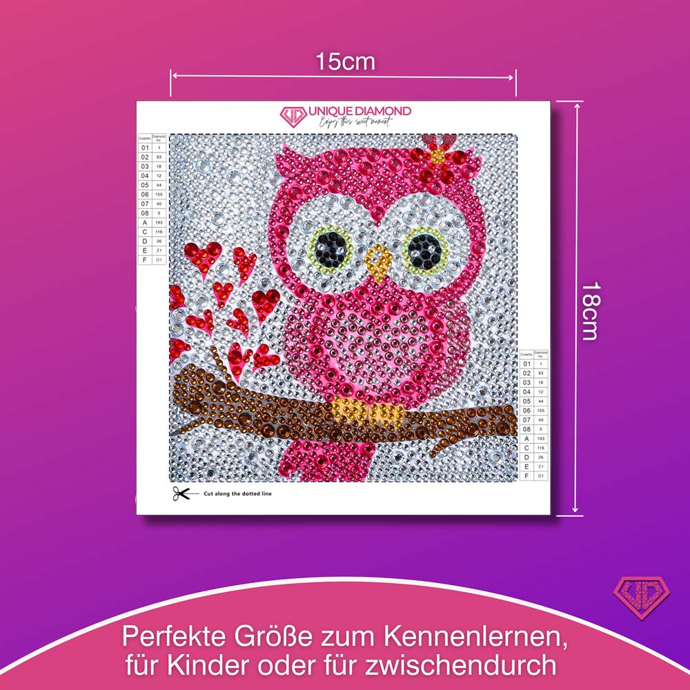 5D Diamond Painting Herzenseule Liora mit Strasssteinchen, Unique-Diamond