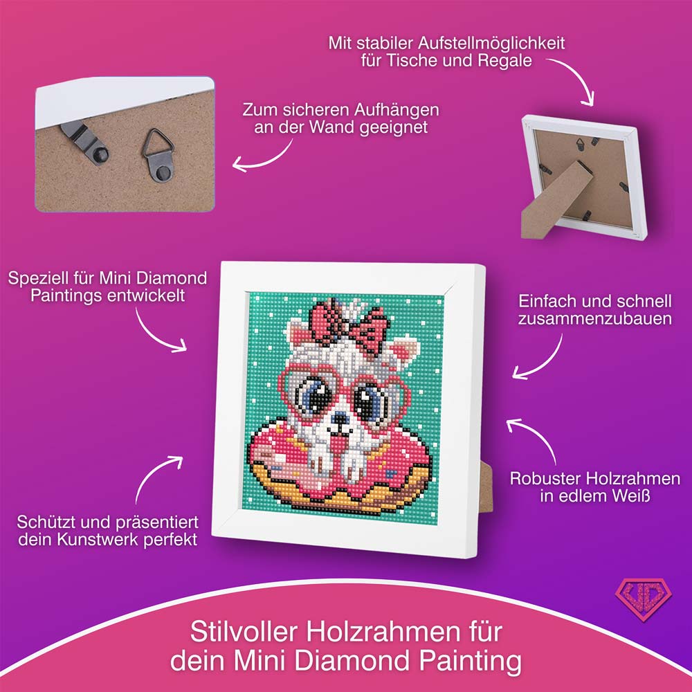 5D Diamond Painting Mini-Bild – Pudelmädchen Bella im Donut-Look, Unique-Diamond