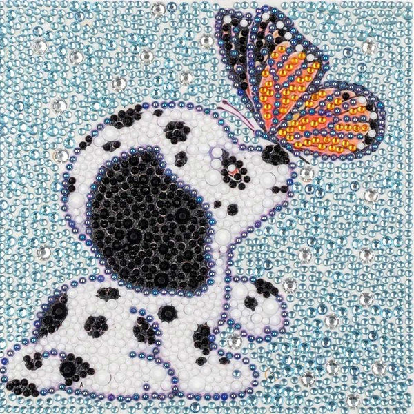 5D Diamond Painting Hund mit Schmetterling Strasssteine, Unique-Diamond