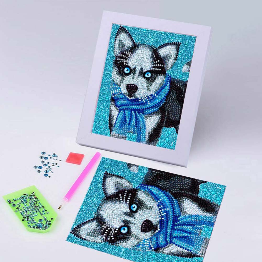5D Diamond Painting Husky mit Strasssteinchen, Unique-Diamond