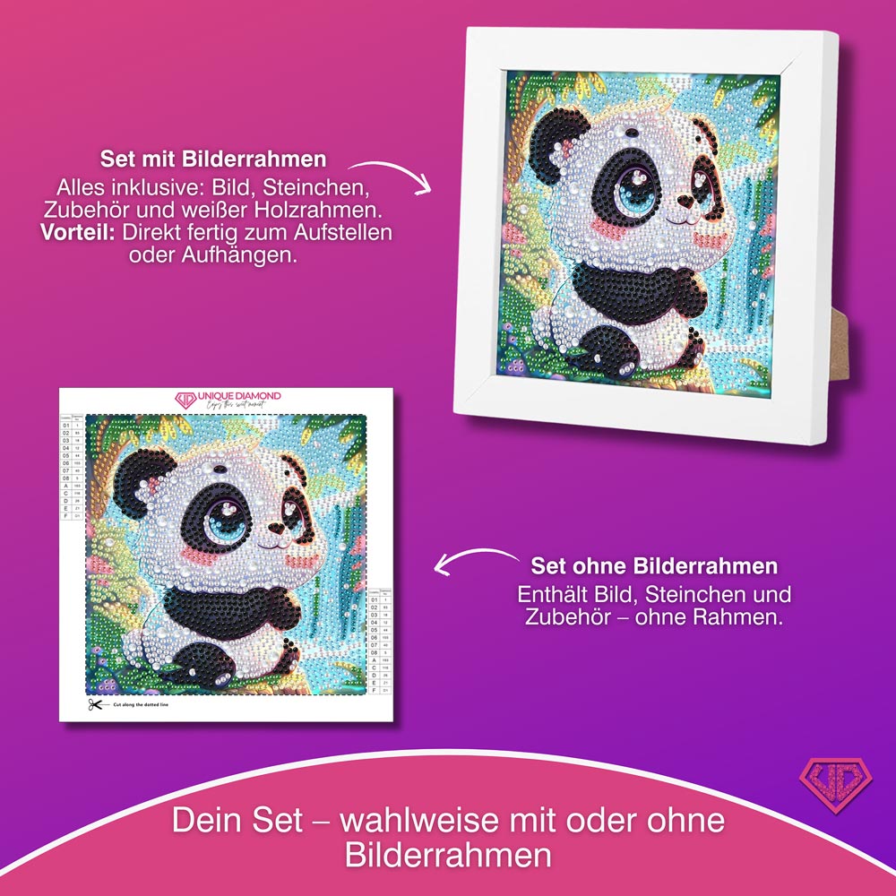 5D Diamond Painting Kleiner Panda im Dschungel mit Strasssteinchen, Unique-Diamond