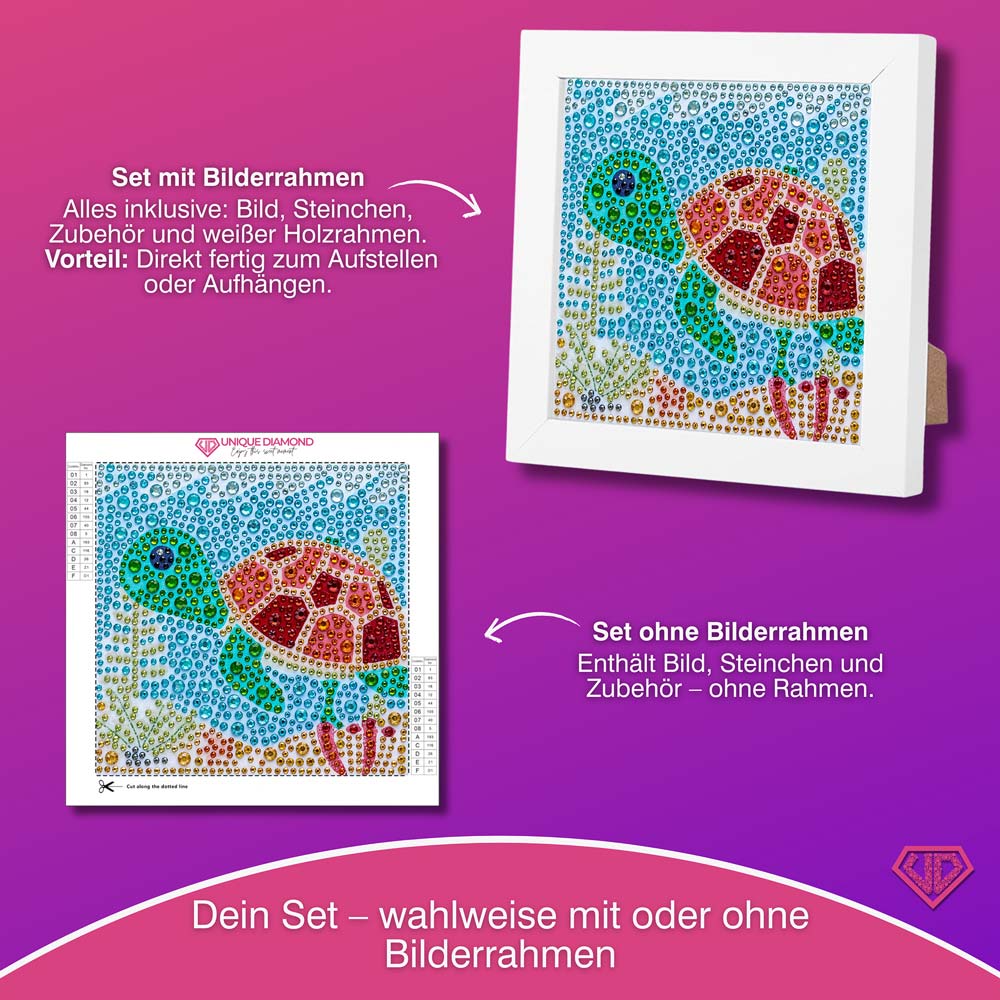 5D Diamond Painting Korallia die Meerschildkröte mit Strasssteinchen, Unique-Diamond