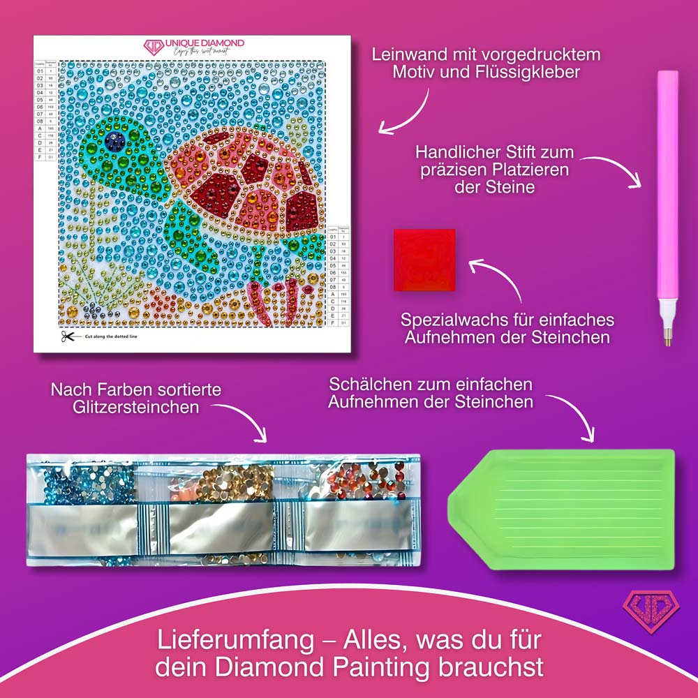 5D Diamond Painting Korallia die Meerschildkröte mit Strasssteinchen, Unique-Diamond