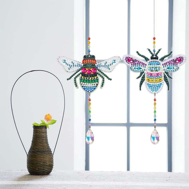 5D Diamond Painting Kristall Windspiel Bunte Bienen 2 Stück, Unique-Diamond