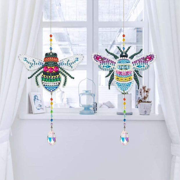 5D Diamond Painting Kristall Windspiel Bunte Bienen 2 Stück, Unique-Diamond