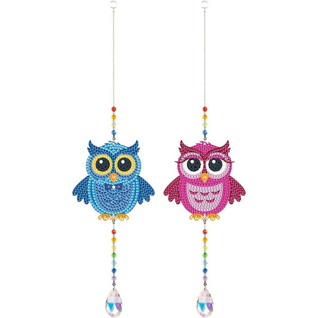 5D Diamond Painting Kristall Windspiel Eulen 2 Stück, Unique-Diamond