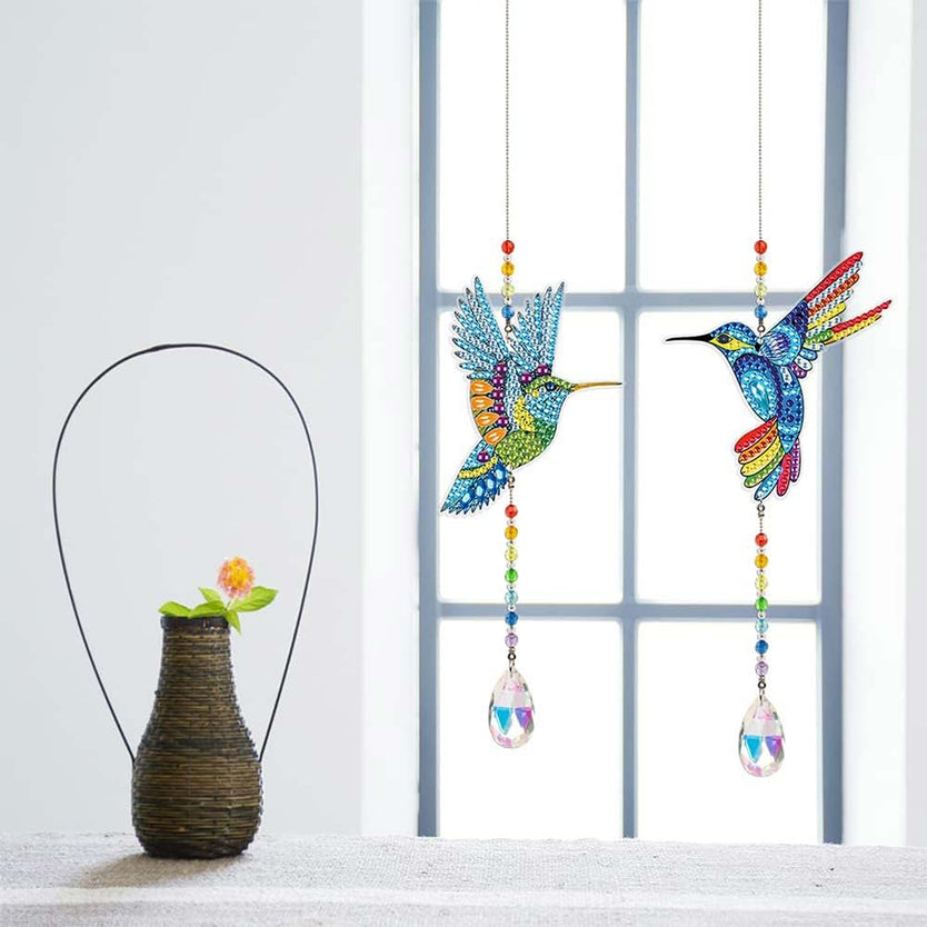 5D Diamond Painting Kristall Windspiel Kolibris 2 Stück, Unique-Diamond