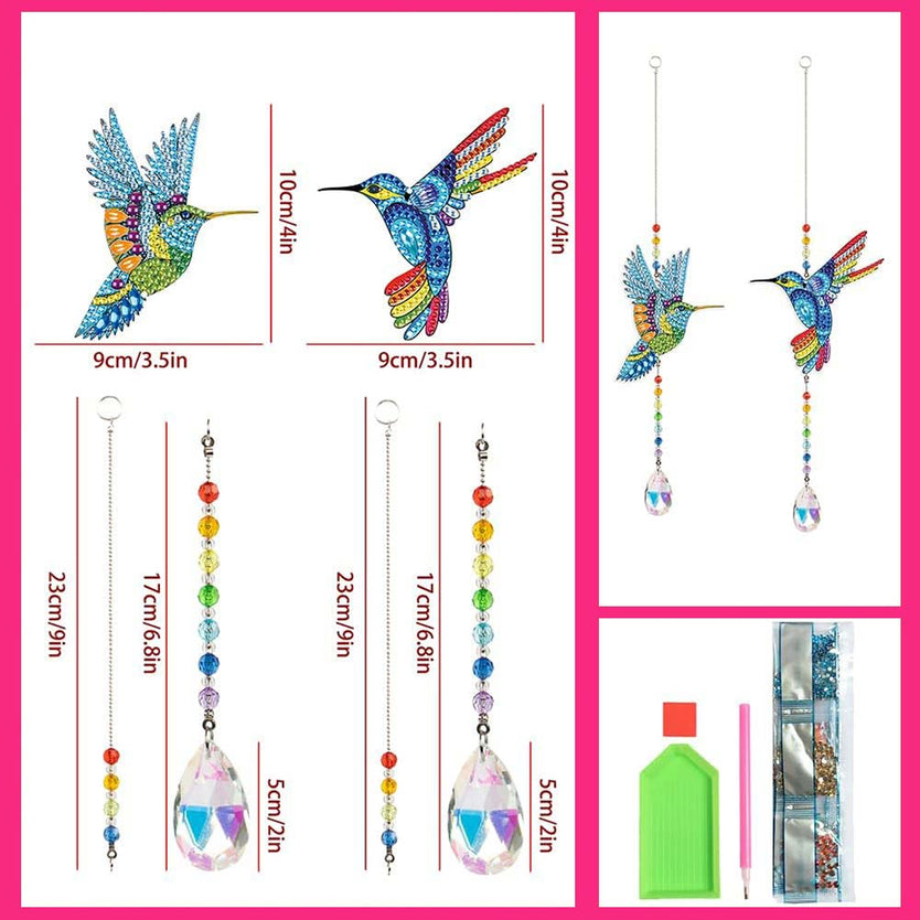 5D Diamond Painting Kristall Windspiel Kolibris 2 Stück, Unique-Diamond