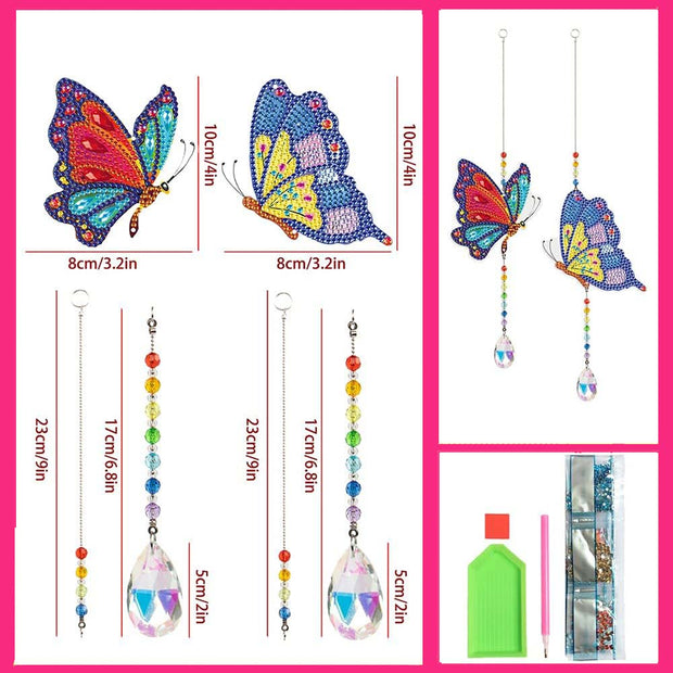 5D Diamond Painting Kristall Windspiel Schmetterlinge 2 Stück, Unique-Diamond