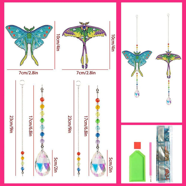 5D Diamond Painting Kristall Windspiel Schmetterlinge 2 Stück, Unique-Diamond