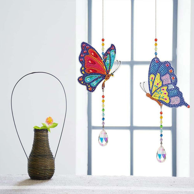 5D Diamond Painting Kristall Windspiel Schmetterlinge 2 Stück, Unique-Diamond