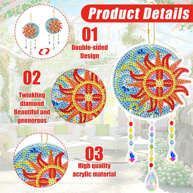 5D Diamond Painting Kristall Windspiel Sonne und Mond 2 Stück, Unique-Diamond