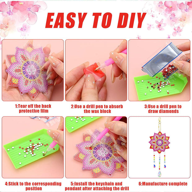 5D Diamond Painting Kristall Windspiel Sonne und Mond 2 Stück, Unique-Diamond