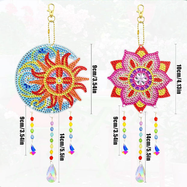 5D Diamond Painting Kristall Windspiel Sonne und Mond 2 Stück, Unique-Diamond