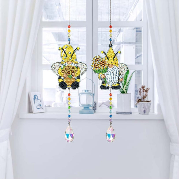 5D Diamond Painting Kristall Windspiel Sonnenblumen Wichtel 2 Stück, Unique-Diamond