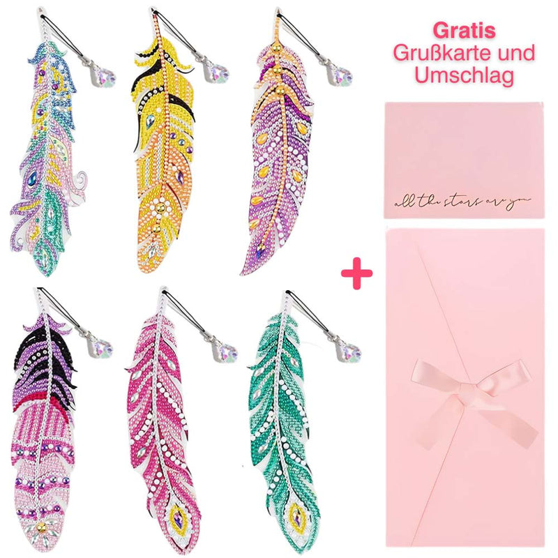 5D Diamond Painting Lesezeichen – Federzauber mit Geschenkset, Unique-Diamond