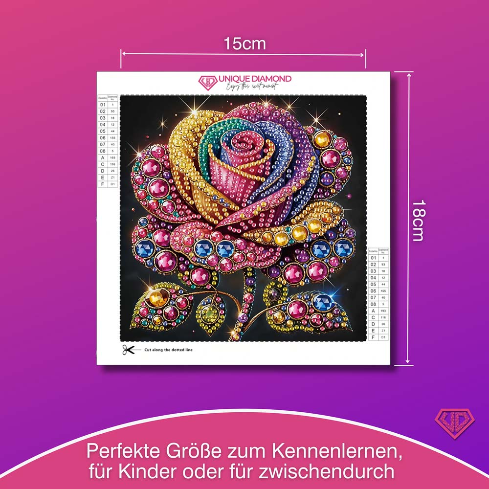 5D Diamond Painting Magische Regenbogenrose mit Strasssteinchen, Unique-Diamond