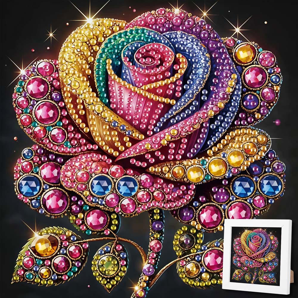 5D Diamond Painting Magische Regenbogenrose mit Strasssteinchen, Unique-Diamond
